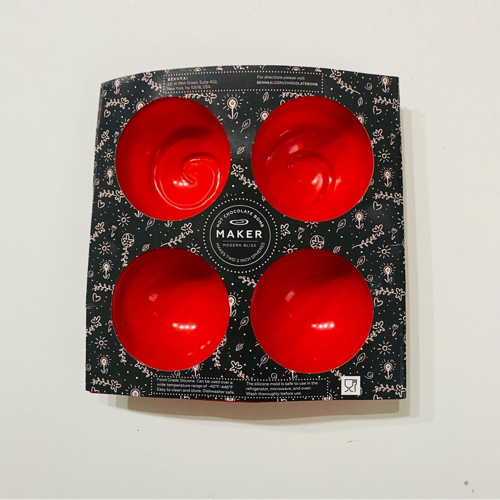 MAKER Silicone Chocolate Bomb Molds Red 2” Sphere Dishwasher Safe Baking Cook